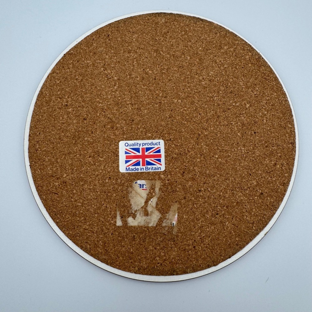 Clover Leaf Trivet Green Red Strawberry Cork Back Hot Pad Made in Britain - Picture 3 of 4